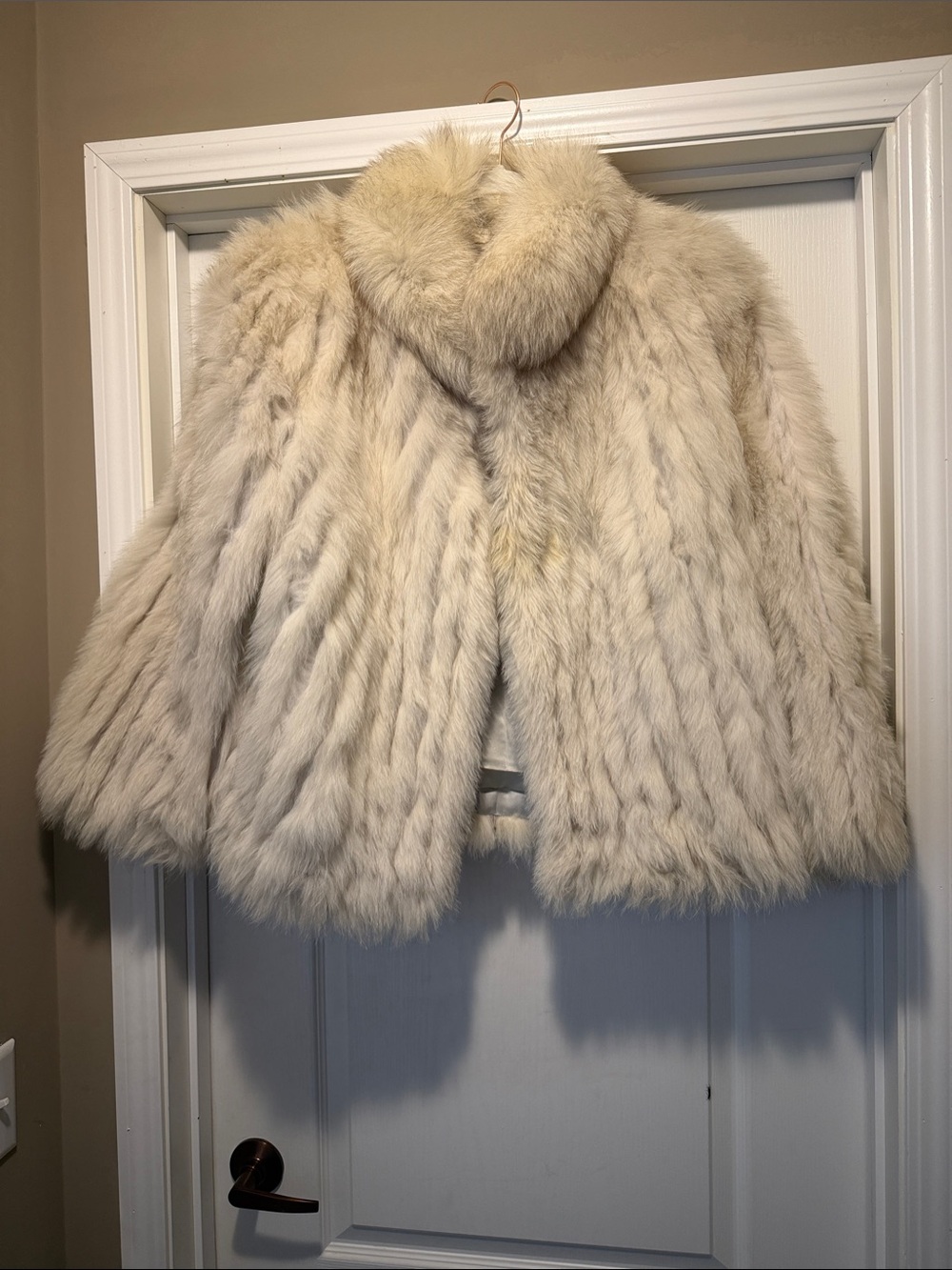 Luxury Blue Fox Cream Fur Jacket - Women's Short Coat